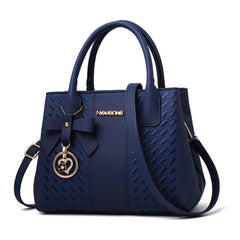 Solid Classic Tote Bag with Bowknot Pendant