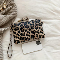 Cow Pattern Clutch Bag Tassel Decor Handbag Women's PU Square