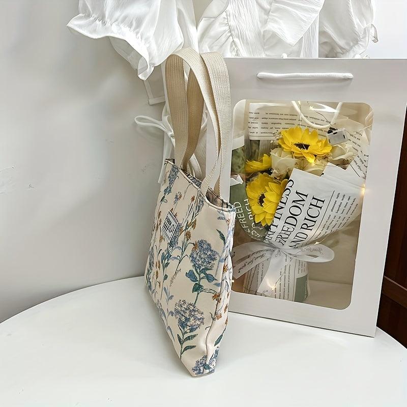 Floral Print Small Tote Bag Coin Purse