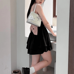 Silver Bowknot Shoulder Bag Y2K Handbag for Shopping