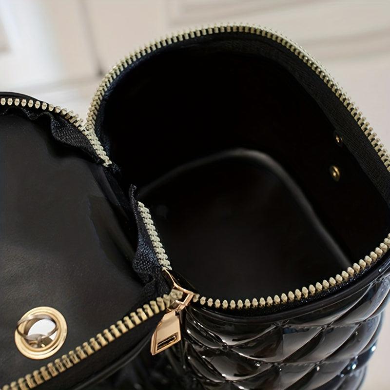 Quilted Pearl Handle Crossbody Bag Metal Chain Shoulder Bag