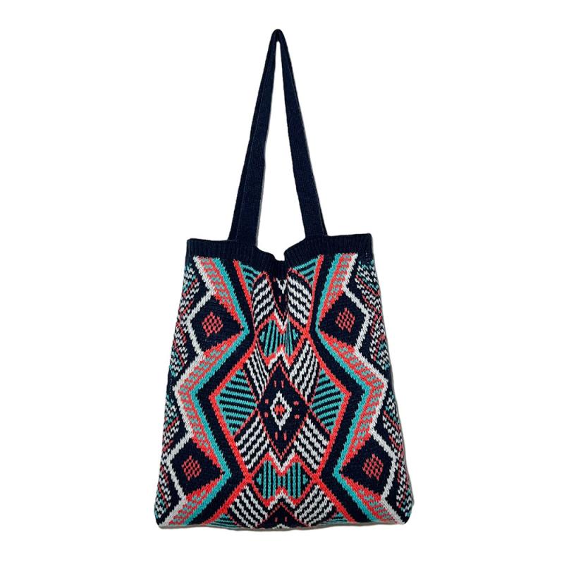 Geometric Graphic Handbag Knitting Tote Bag Foldable Shopper Bag