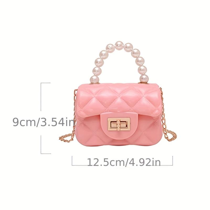 Quilted Crossbody Bag with Pearl Handle and Chain Strap