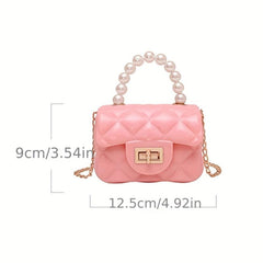 Quilted Crossbody Bag with Pearl Handle and Chain Strap