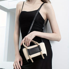 Hemp Rope Handle Crossbody Bag Canvas Lightweight Satchel Messenger Bag