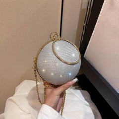 Rhinestone Chain Ball Clutch Glitter Handbag