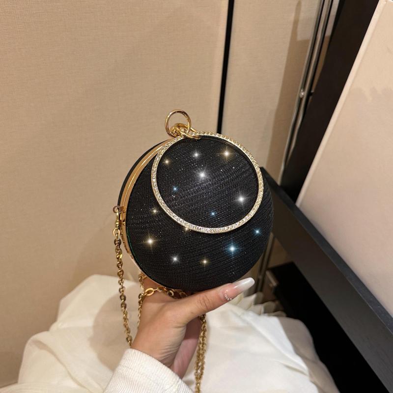 Rhinestone Chain Ball Clutch Glitter Handbag
