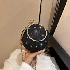 Rhinestone Chain Ball Clutch Glitter Handbag