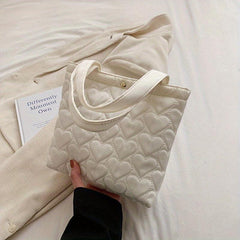 Puffer Love Heart Quilted Handbag Lightweight Tote Bag