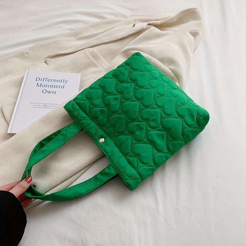 Puffer Love Heart Quilted Handbag Lightweight Tote Bag