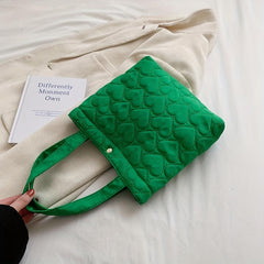 Puffer Love Heart Quilted Handbag Lightweight Tote Bag