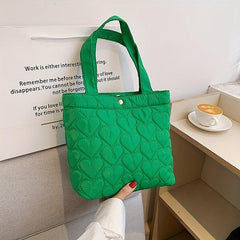 Puffer Love Heart Quilted Handbag Lightweight Tote Bag