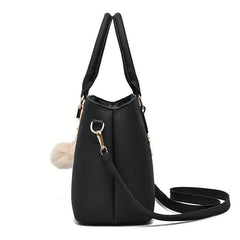 Flower Pattern Pom Pom Pendent Shoulder Bag