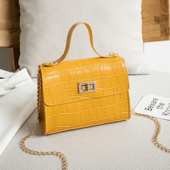 Crocodile Embossed Top Handle Handbag Chain Strap Crossbody Bag