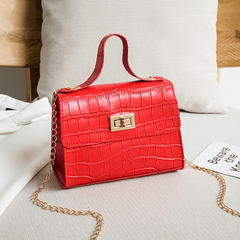 Crocodile Embossed Top Handle Handbag Chain Strap Crossbody Bag