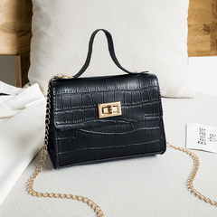 Crocodile Embossed Top Handle Handbag Chain Strap Crossbody Bag
