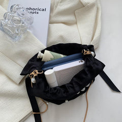 Pearl & Rhinestone Bucket Bag Chain Crossbody