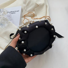Pearl & Rhinestone Bucket Bag Chain Crossbody