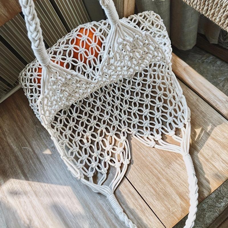 Mesh Hollow Out Crochet Bag Woven Summer Beach Bag Casual Grocery Shopping Bag