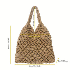 Mesh Hollow Out Crochet Bag Woven Summer Beach Bag Casual Grocery Shopping Bag