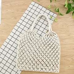 Mesh Hollow Out Crochet Bag Woven Summer Beach Bag Casual Grocery Shopping Bag