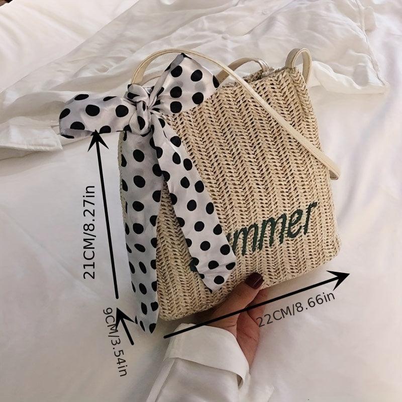 Summer Beach Straw Bag Letter Embroidery Tote Bag Handbag