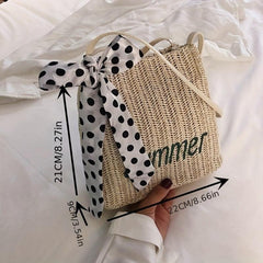 Summer Beach Straw Bag Letter Embroidery Tote Bag Handbag