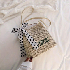 Summer Beach Straw Bag Letter Embroidery Tote Bag Handbag