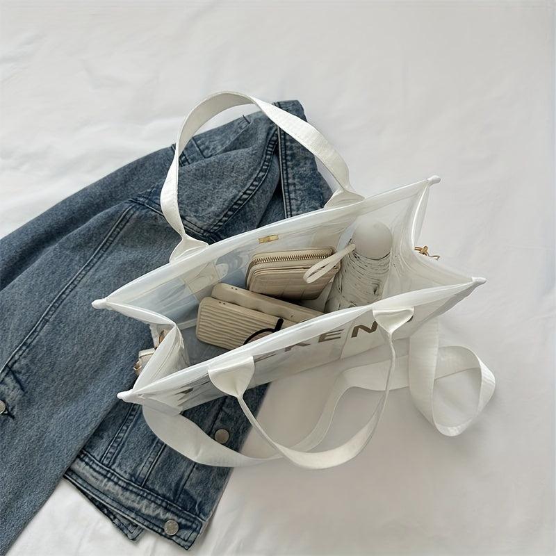 Clear Large Capacity Top Handle Satchel Crossbody Bag