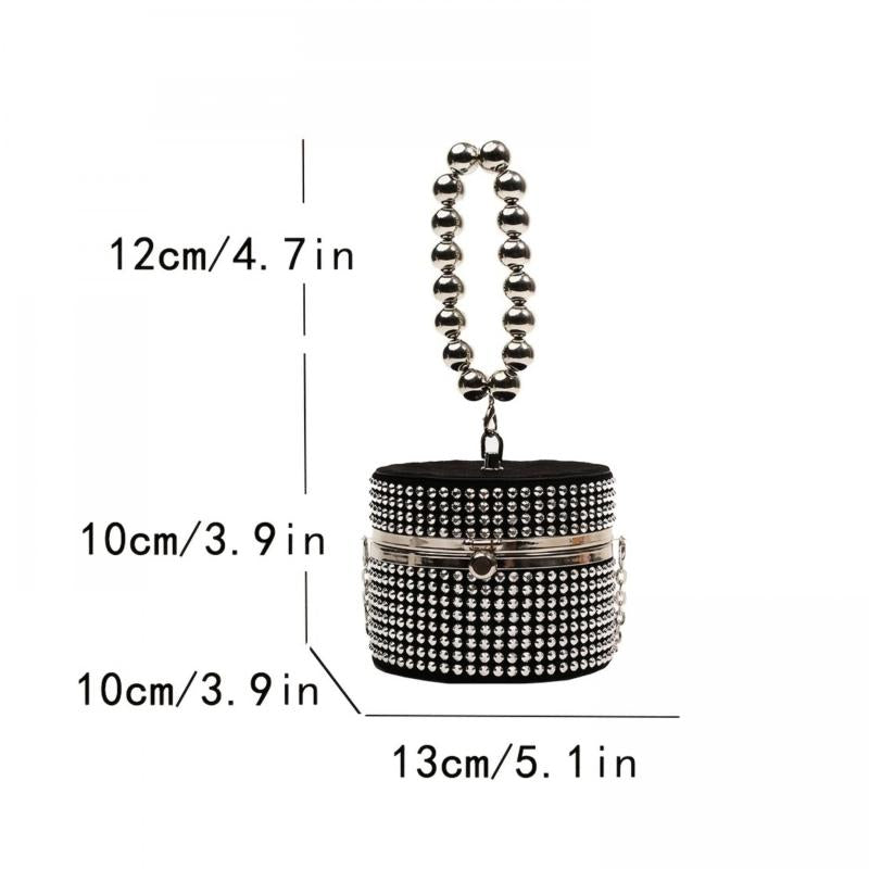 Metal Chain Crossbody Barrel Minaudiere Textured Bag