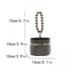 Metal Chain Crossbody Barrel Minaudiere Textured Bag