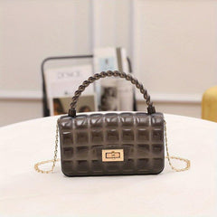 Lattice Pattern Crossbody Bag Textured Satchel Shoulder Bag