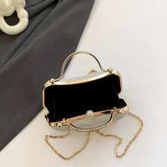 Glitter Evening Handbag Chain Crossbody Top Ring Clutch Purse
