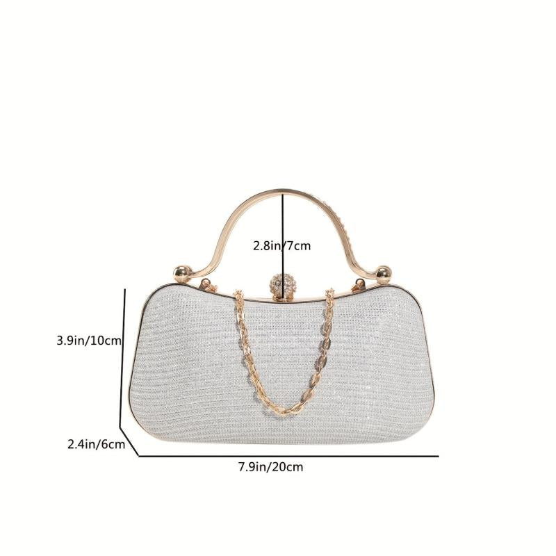 Glitter Evening Handbag Chain Crossbody Top Ring Clutch Purse