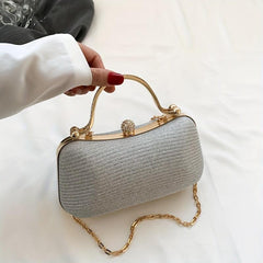 Glitter Evening Handbag Chain Crossbody Top Ring Clutch Purse