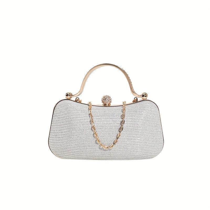 Glitter Evening Handbag Chain Crossbody Top Ring Clutch Purse