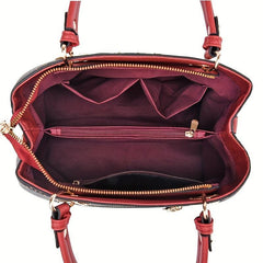 Vintage Pattern Tote Satchel Bag All Match Shoulder Bag Classic Handbag