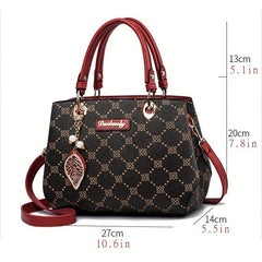 Vintage Pattern Tote Satchel Bag All Match Shoulder Bag Classic Handbag