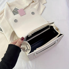 Bow Decor Handle Flap Crossbody Bag PU Leather Textured Bag Purse