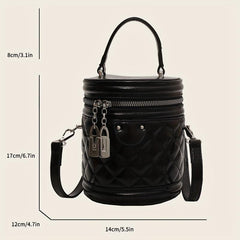 Argyle Quilted Zipper Shoulder Bag Top Handle Handbag