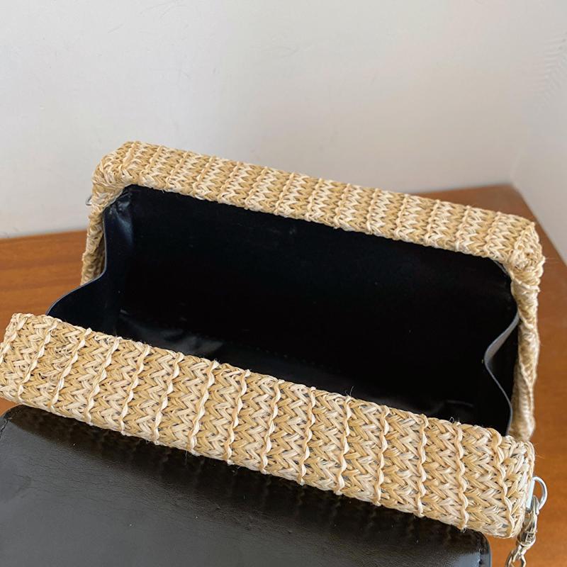 Straw Flap Shoulder Bag Top Handle Versatile Handbag Chain Crossbody