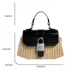 Straw Flap Shoulder Bag Top Handle Versatile Handbag Chain Crossbody