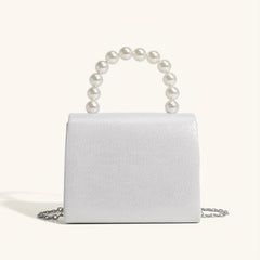 Faux Pearl Flap Shoulder Bag Top Handle Handbag Crossbody Bag