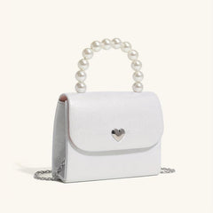 Faux Pearl Flap Shoulder Bag Top Handle Handbag Crossbody Bag