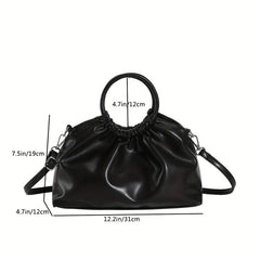Pleated Glossy Satchel Large Capacity Tote Bag