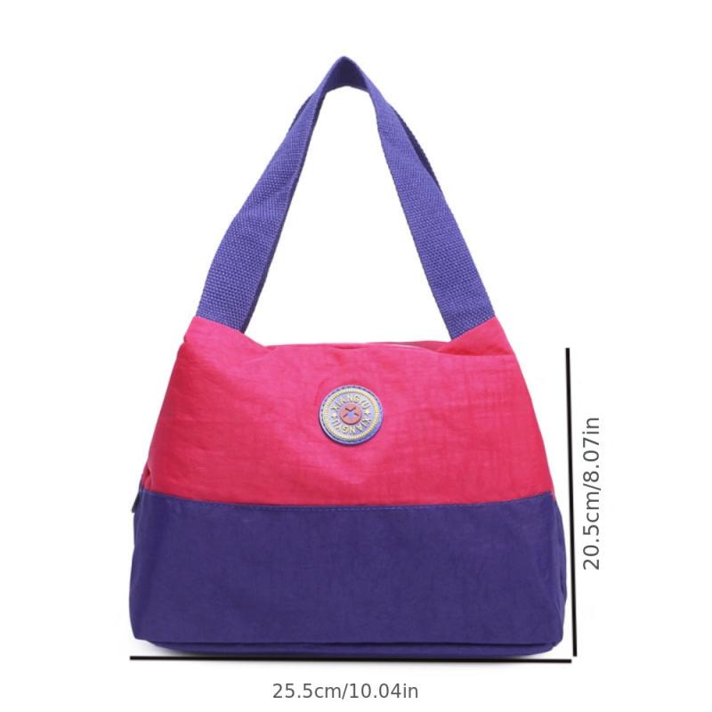 Women's Nylon Beach Shoulder Bag with Zipper, Casual Travel Storage
