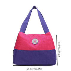 Women's Nylon Beach Shoulder Bag with Zipper, Casual Travel Storage