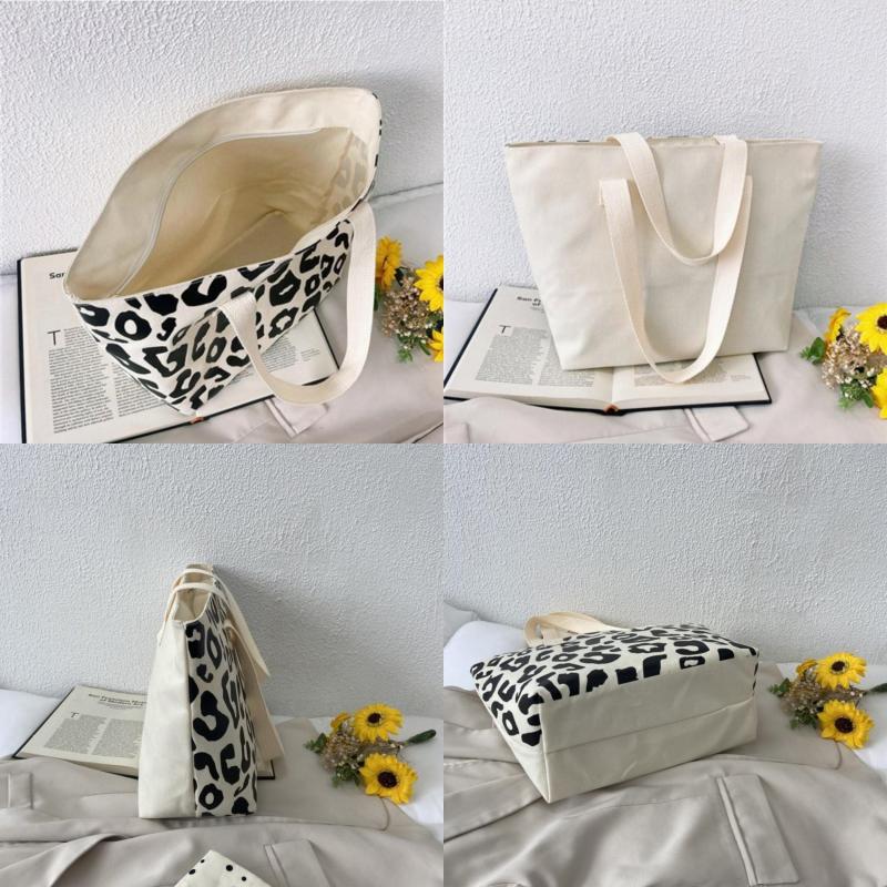 Leopard Print Canvas Tote Bag Women's Handbag