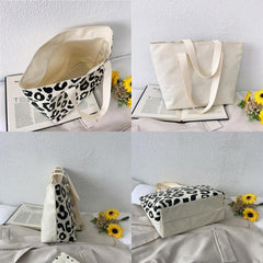 Leopard Print Canvas Tote Bag Women's Handbag