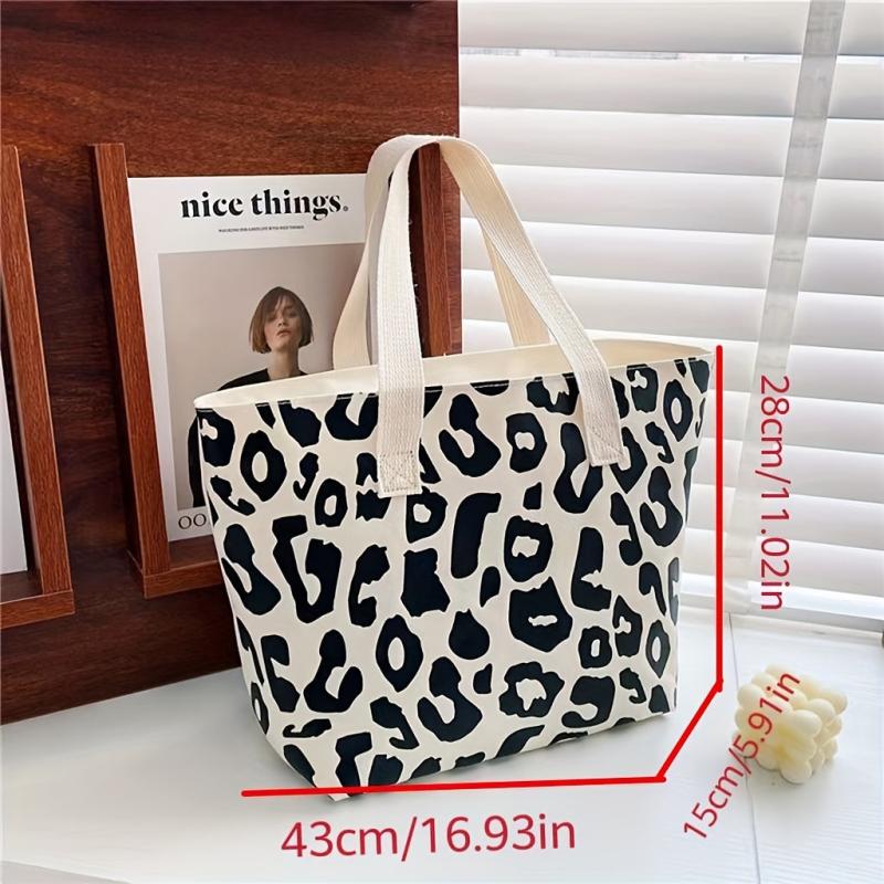 Leopard Print Canvas Tote Bag Women's Handbag